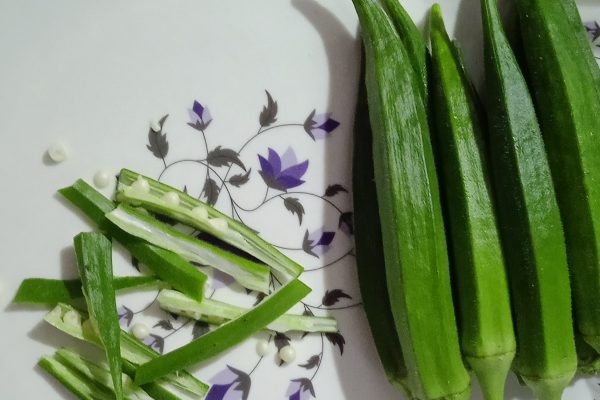 Sliced okra Sliced okra